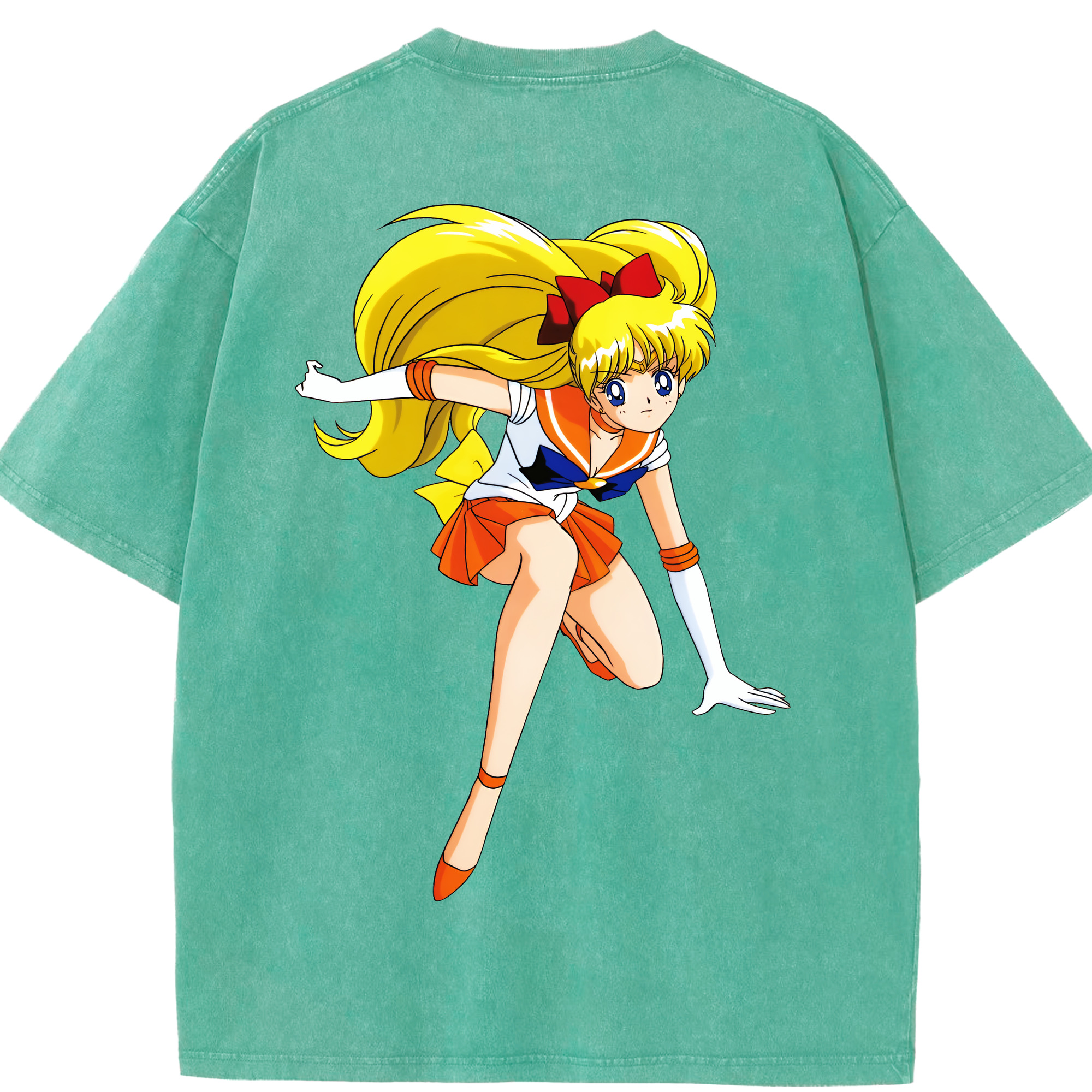 （画像用） 美少女戦士セーラームーン 愛野 美奈子 あいの みなこ Sailor Moon Aino Minako 綿100% ヴィンテージ風 半袖Tシャツ（背面プリント）
